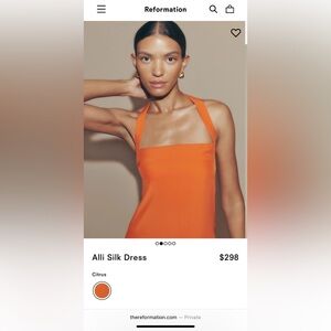 Reformation Bright Orange Silk Dress